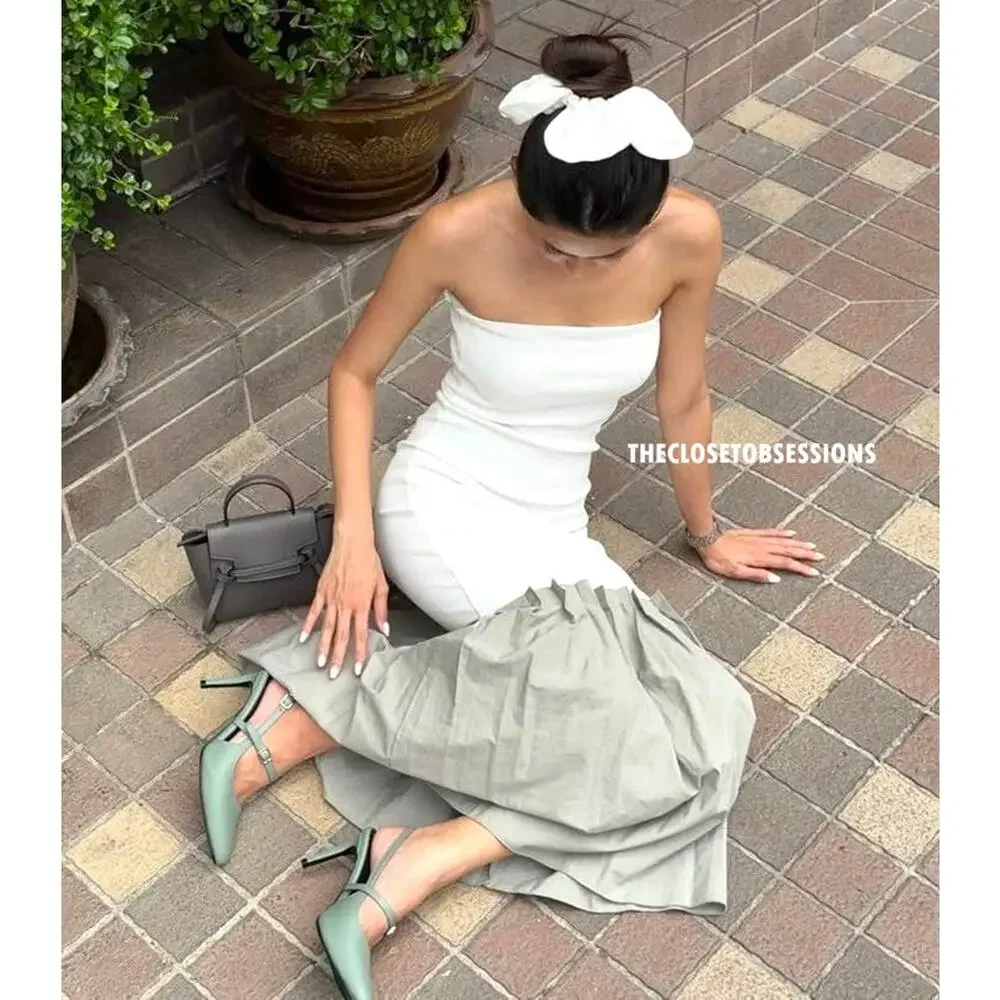 ZARA Strapless Pleated Midi Dress NWT – White & Sage Green – Sizes M & L - Picture 14 of 16